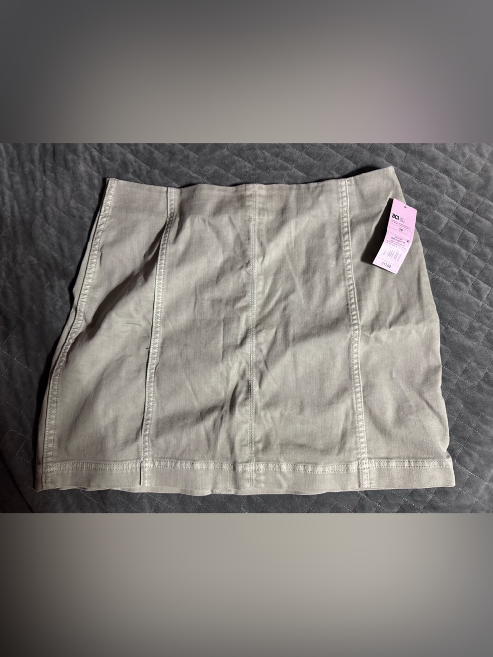 Target Olive-Tone Panel-Stitch Mini Skirt